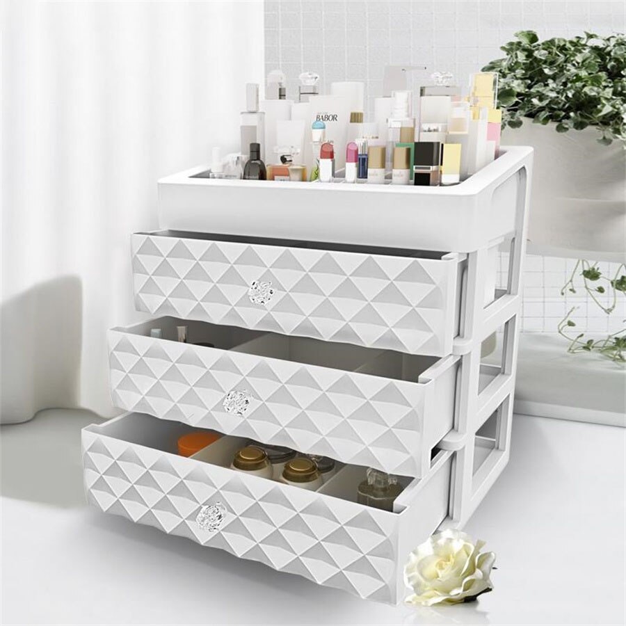 Large Novel Make Up Drawer Organizer Women Makeup Boxes Cosmetics Storage Box Female Jewelry Case Desktop Dresser Tidy Organizer