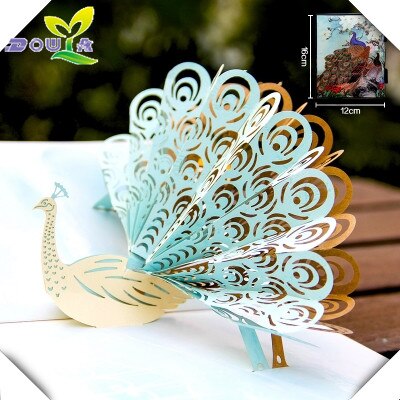 Tarjetas de Felicitación de cumpleaños de 3D tridimensional papel Pavo Real Corea hecho a mano tarjeta de de negocios: Púrpura