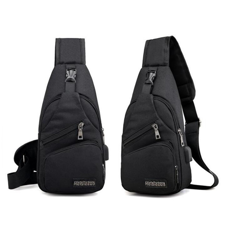 Hommes Anti-vol poitrine sac sacs à bandoulière USB charge sac à bandoulière école court voyage messagers sacs