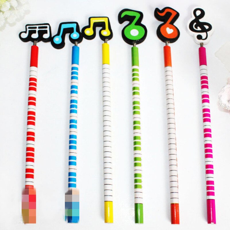 1 pcs random style Cute Pencil Musical Note Writing Wooden Pencil School Supplies Student Stationery for Kids