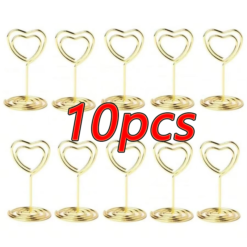 10-50 stuks mini plaatskaarthouders bruiloft tafelnummerhouders tafelkaarthouders feest hartvormige tafelbordjes fotohouder: Bruin