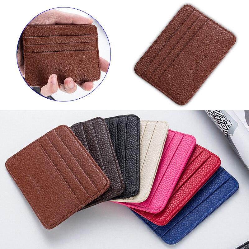 Women Slim Minimalist Wallet PU Leather Credit Card Holder Short Purse AIC88