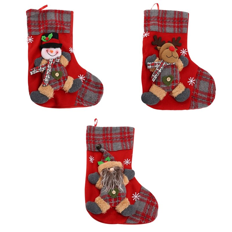 3Pcs Kerstsok Kerstman Candy Sok Bag Xmas Tree Opknoping Decor Tas Voor Kerst Woondecoratie: Default Title