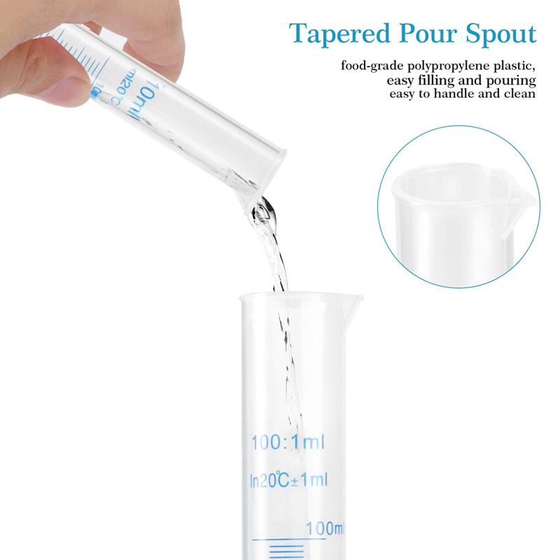 Cylindre de mesure en plastique 10/25/50/100/250/500ml, 1 pièce, cylindre gradué de laboratoire, tasse de mesure Standard pour laboratoire de chimie