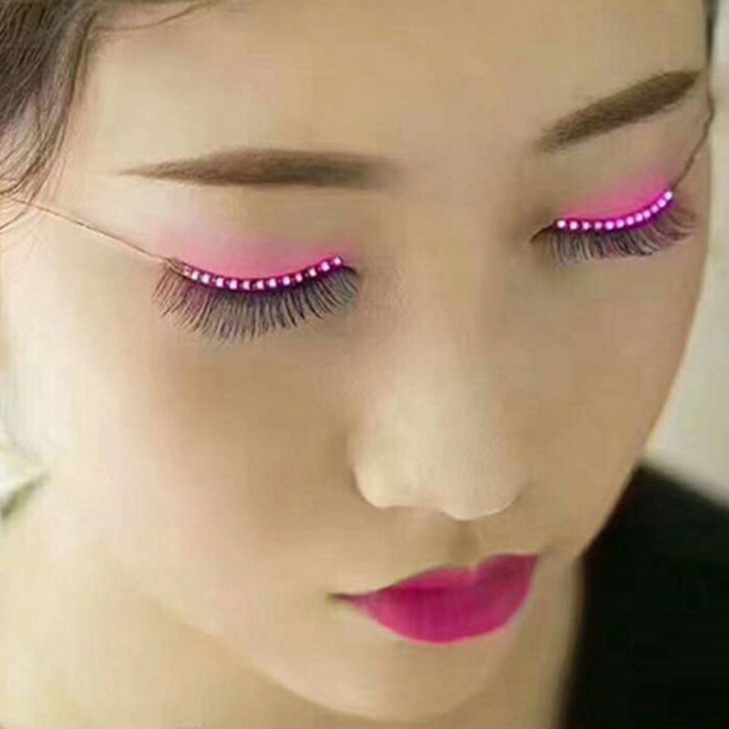 Pestañas postizas con luz LED Unisex, maquillaje de , creativas, hechas a mano, luminosas, para Halloween