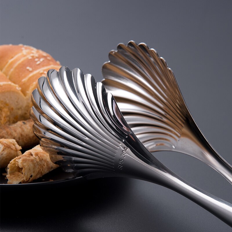 Stainless Steel Cooking Tongs For Kitchen Grill & BBQ - Best Clever Tongs For Cooking Food In The Sizes You Need Scallop Shape