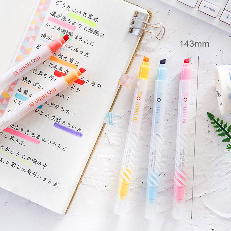 12 stk dobbel-ende highlighter penn tusjer pastell flytende kritt tusj highlighters til skolen