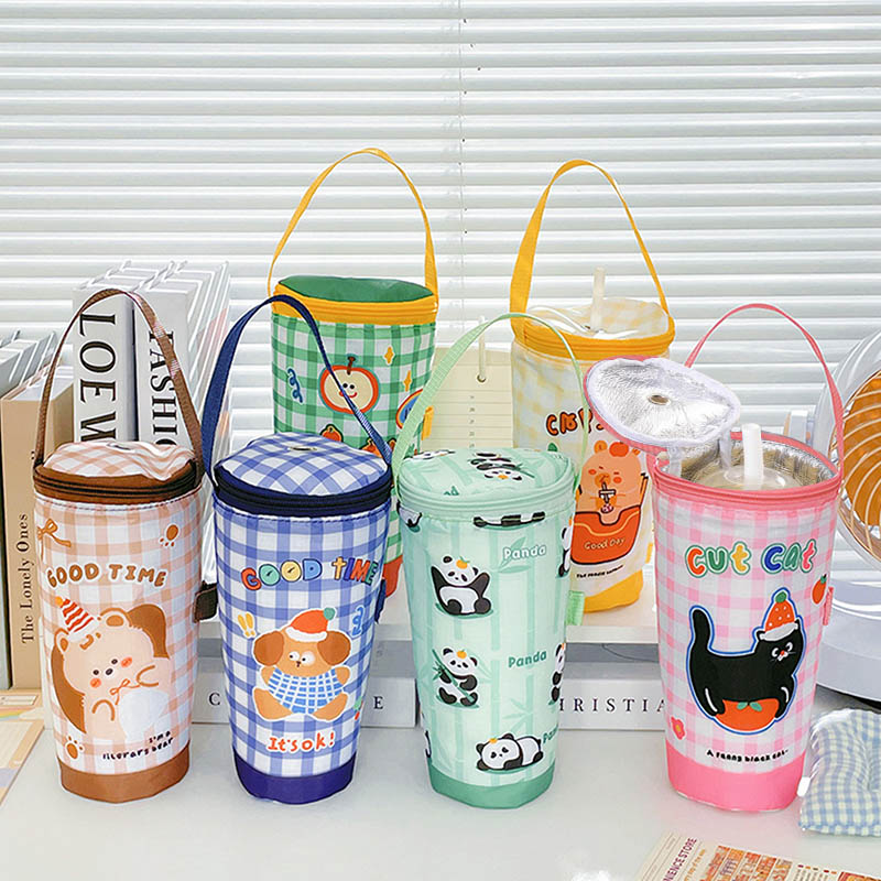Bolsa de mano portátil para té de la leche, bolsa de preservación del calor, bolso ecológico, cubierta de taza aislada, accesorios para vasos