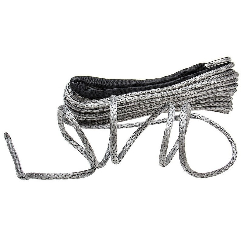 Syntetisk vinsj tau, grå 1/4 x 50ft syntetisk vinsj tau line kabel for atv suv lastebil båt vinsj
