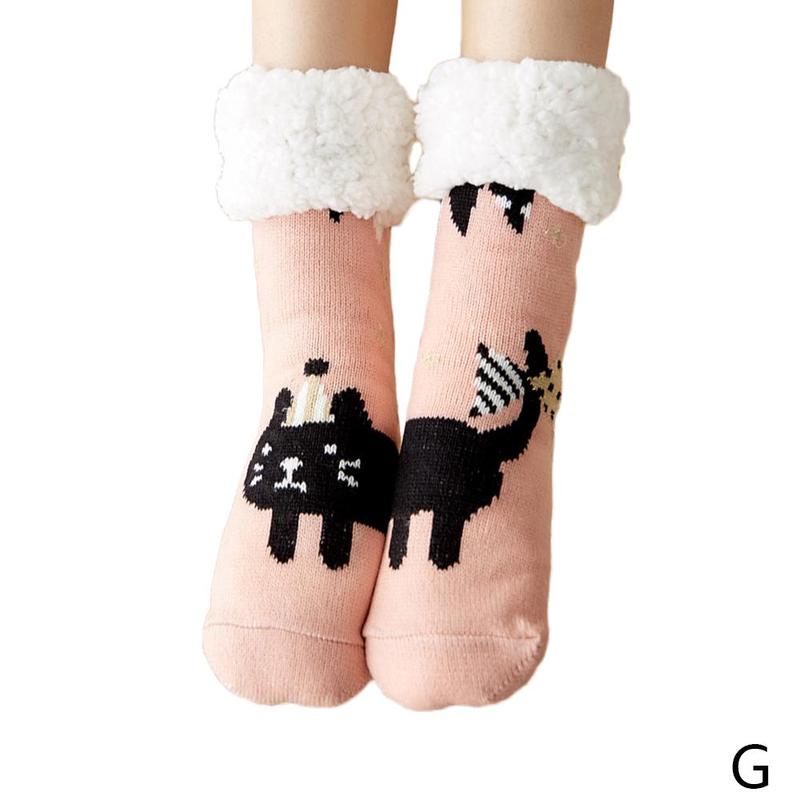 Skarpety świąteczne damskie jesienne i zimowe rurki dywan na podłogę skarpetki kapcie dla dorosłych gruby sen aksamitne skarpety domowe plus skarpetki S5X0: G