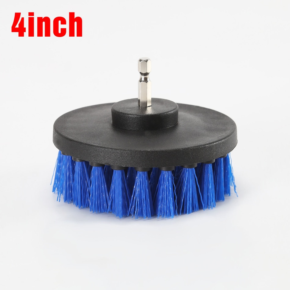 3.5/4 '' elektrisk skrubberbørste børstesæt plast rund rengøringsbørste bildæk nylonbørster gul / hvid / blå
