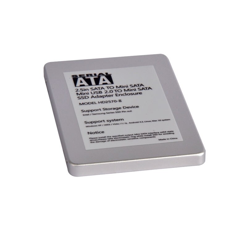 SSD Caddy Mini USB 2.0 To Mini SATA Case 2.5 Inch SATA To Mini SATA SSD Hard Disk Drive External SSD Enclosure