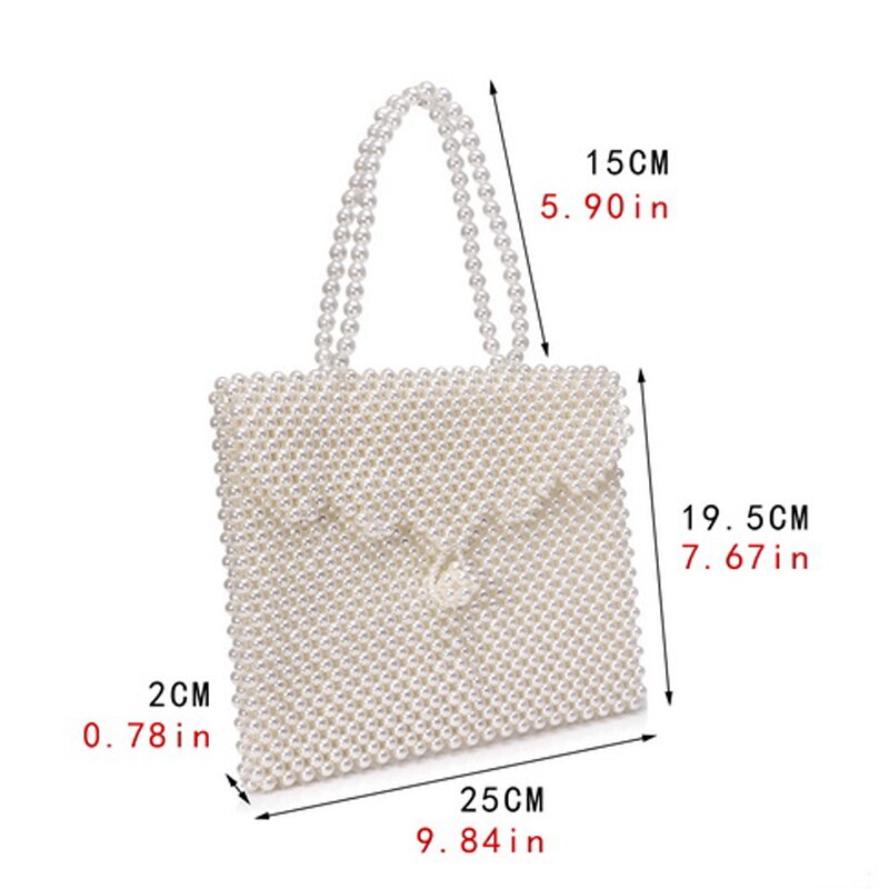 Brand Hand-woven Pearl Bags Lady Beaded Shoulder Bag Women Party Vintage Handbag Ins Small Flap Bag Mini Cross body Bag