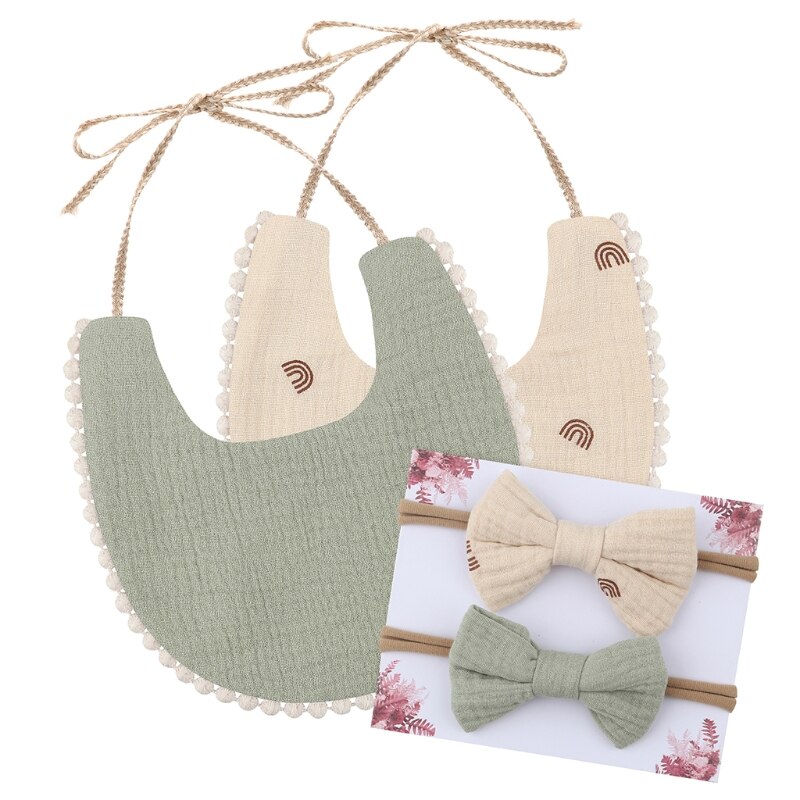 Asciugamano Saliva per bambini CORB con Kit fascia Bowknot 2 pezzi bavaglini per neonati in puro cotone regalo per nuovi genitori: 8