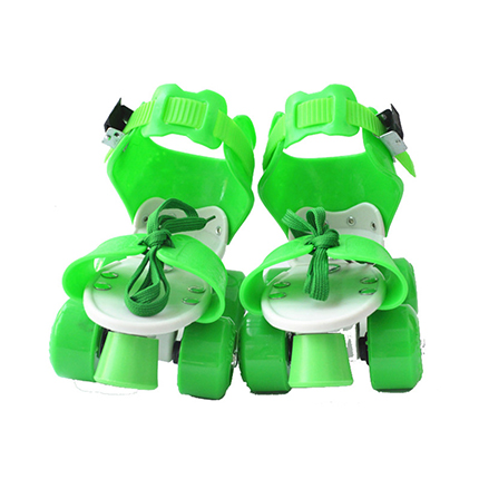 Børn to linjer rulleskøjter dobbelt række 4 hjulskøjter sko justerbar størrelse glidende inline patines en linea kids  ib02: Grøn