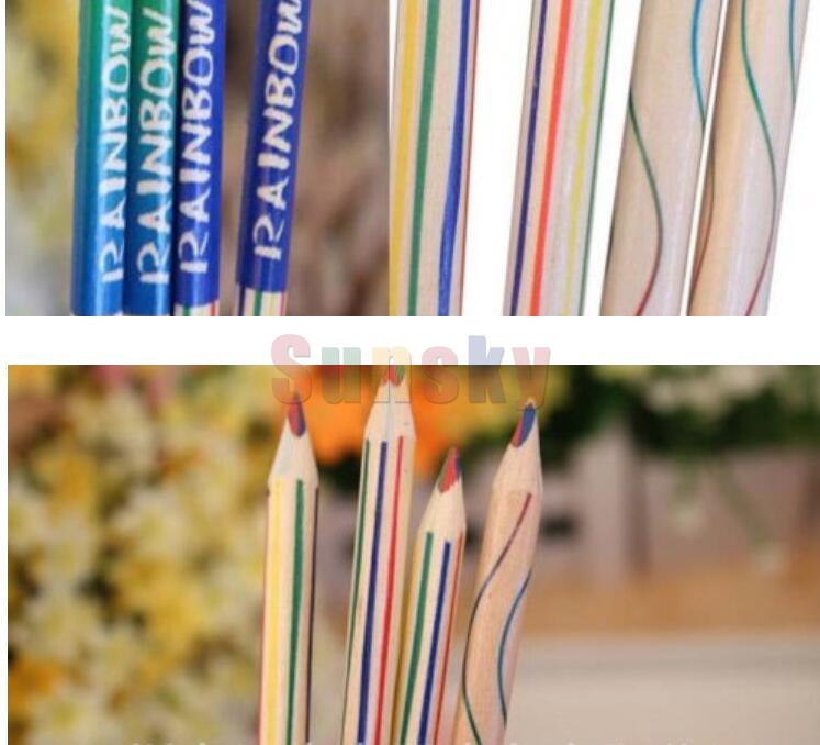 100pc/lot Woodless color Pencil Rainbow Colour Drawing Pencil 4 color in 1 Art Supplies paniting set Painting children draw set
