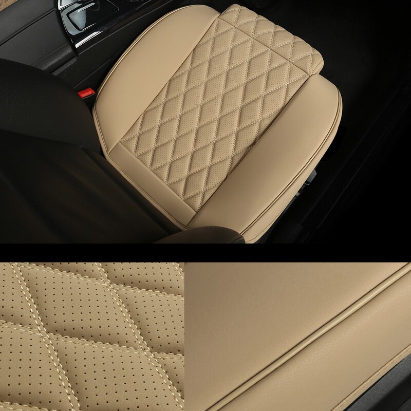 3d åndbart læder bilsæde dækning beskyttelsesmåtter universelle biler vandtæt bil van bil køretøj sæde pude beskytter: Beige