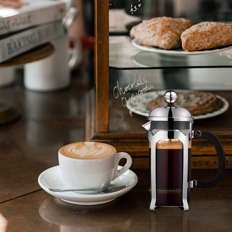 French Press Coffee Maker,Press System,Heat Resistant Thickened Borosilicate Glass,Durable Easy Clean