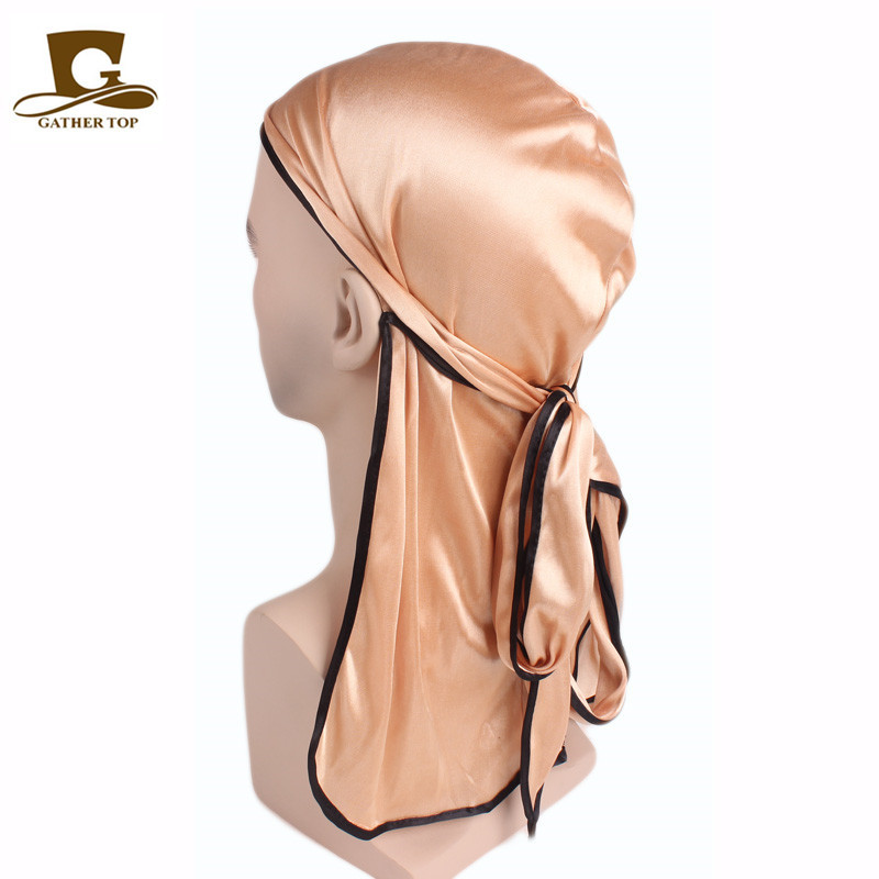 Unisex hombres mujeres satén transpirable Bandana sombrero sedoso Durag doo du trapo diadema de cola larga: Verde