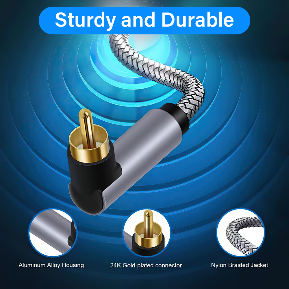 Vergulde HIFI Audio Kabel 90 Graden Digitale RCA Naar RCA Mannelijke Coaxiale Versterker SPDIF Koord Voor Home Theater HDTV Accessoires