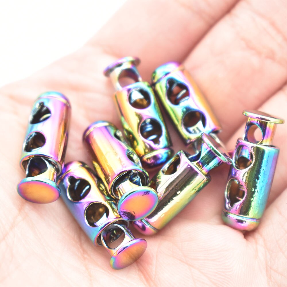 Rainbow Cord Toggles Double Barrel Toggles Zinc Alloy Cord Locks Cord Stoppers Elastic Adjuster Toggle Spring Cord Locks 25mm