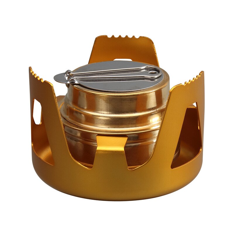 97mm*65mm udendørs bærbare rustfrit stål mini bærbare vandreture til udendørs camping bbq spiritus komfur kaffe komfur: Guld