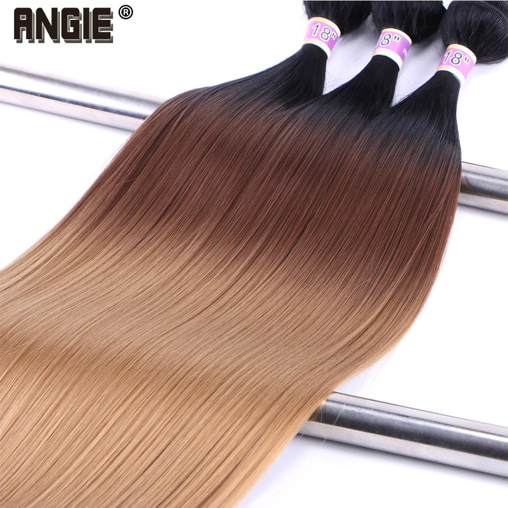ANGIE Synthetic Hair Weave Three Tone Ombre Hair Bundles Silky Straight Hair Extensions for Black Women