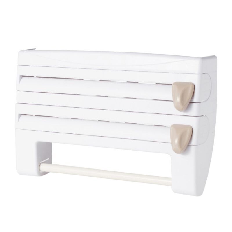 Dispensador de rollo de papel para cocina montado en la pared película adhesiva y dispensador de papel de aluminio de cocina toallero de papel: Blanco