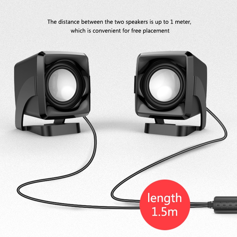 VTIN USB Computer 3D Stereo Speakers Mini Draagbare Luidsprekers met 1.5m Lange Kabel voor Laptop Smartphones Tabletten Projectoren TV