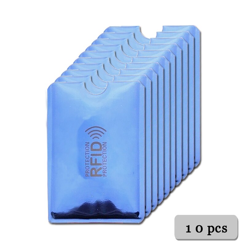 Anti Rfid Kaarthouder Portemonnee Blokkeren Reader Lock Bank Kaarthouder Id Bank Card Case Aluminium Bescherming: 10pcs Blue