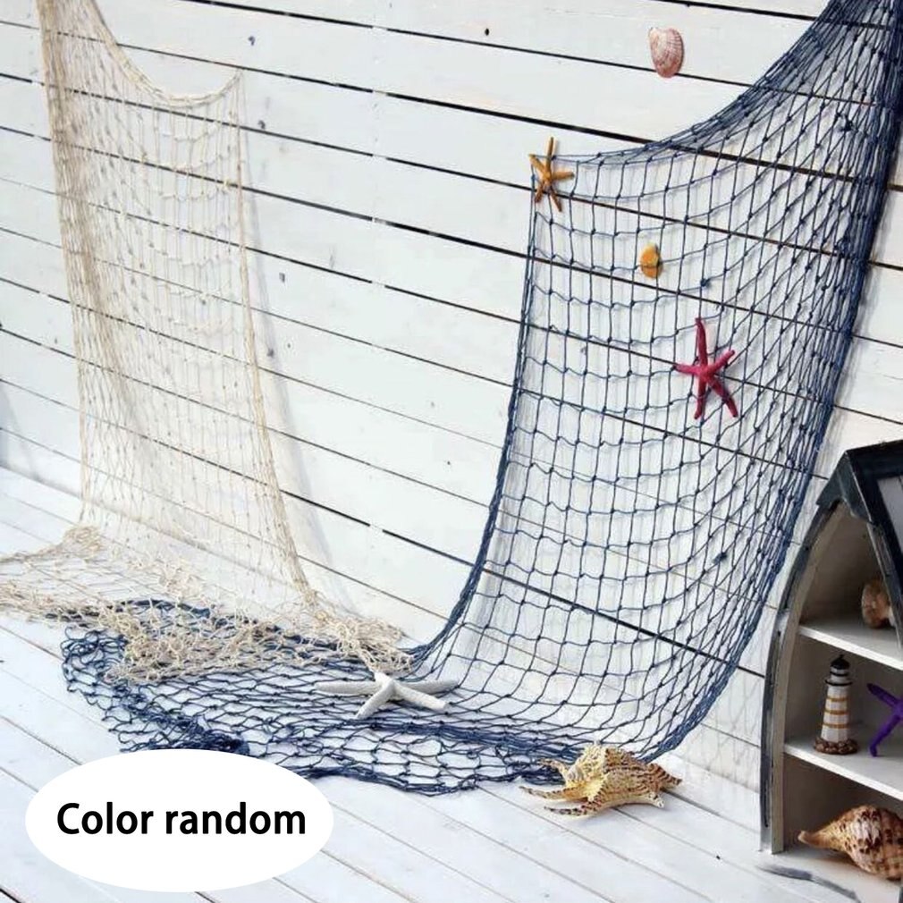 Visnet Wandkleden Decor Met Schelpen Rustieke Nautische Stijl Wandkleden Ornamenten Decoratieve Voor Thuis Bar: 1mx2m