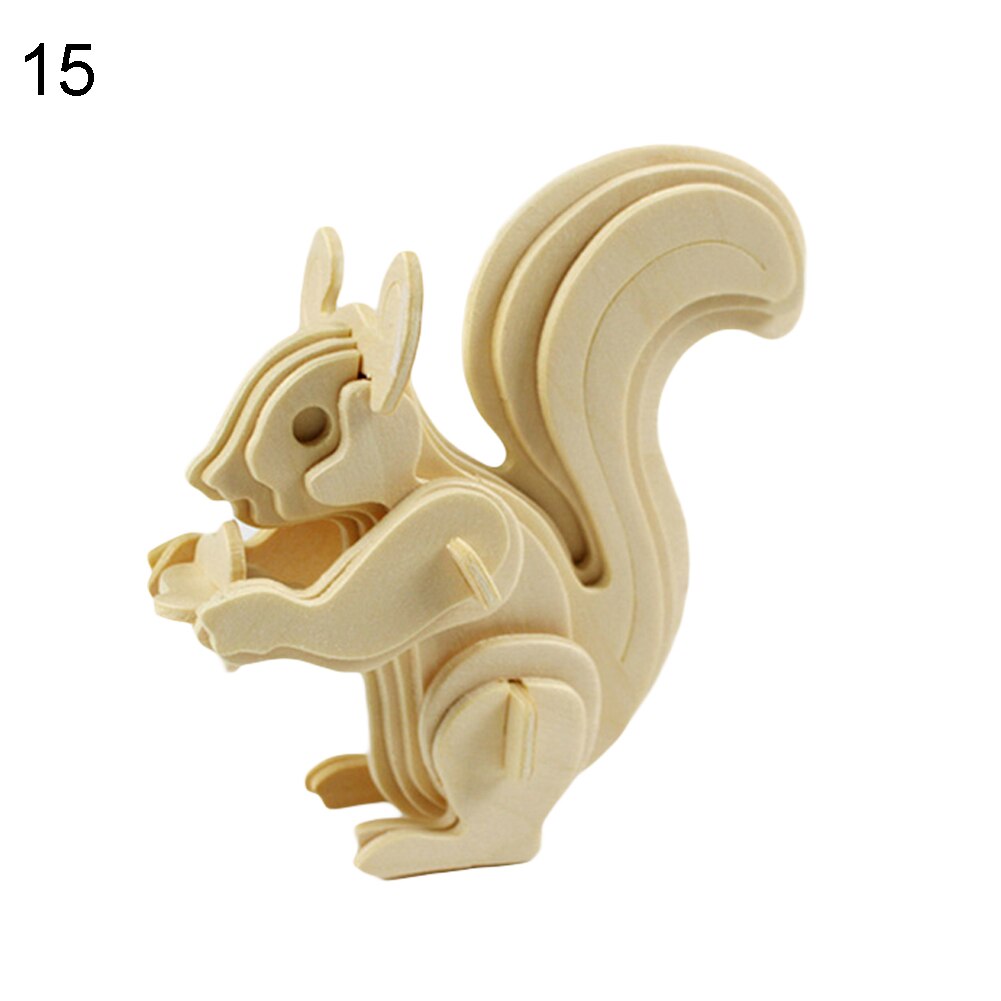 3D Wooden Blank Puzzles DIY Animal Model Crafts Kits Education Kids Toy: Squirrel