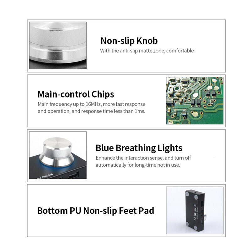 AIMOS Audio Knob Multipurpose USB Multimedia Volume Controller Adjuster Metal Tablet One Key Mute Speaker Mini For Computer