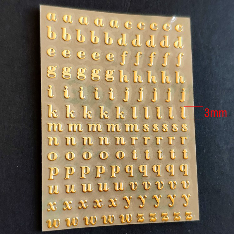 1 hoja de pegatinas de letras en inglés dorado 3D duraderas impermeables de PVC para fotos, álbumes, decoración, mayúsculas, alfanuméricas: YELLOW