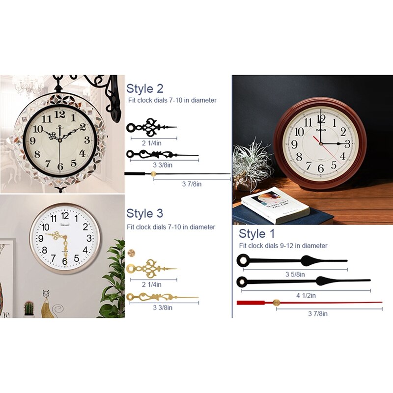 2Pcs Silent Quartz Clock Motor Kit Movement Mechanism with 4 Pairs of Hands DIY Clock Parts Repair Replacement CNIM