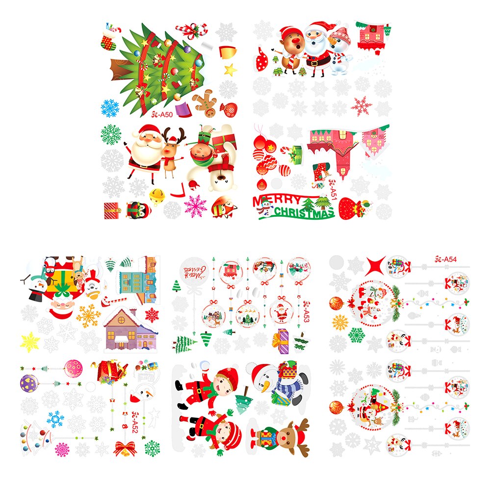Christmas Window Decal Santa Claus Snowflake Stickers Winter Wall Stickers for Kids Rooms Year Christmas Window Decorations
