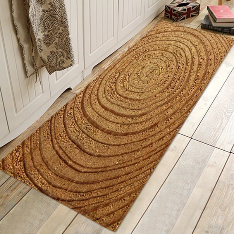 Growth Ring Entrance Mat Flannel Floor Mat Wood Texture Front Door Mats Outdoor Water Absorption Non-Slip Room Mat Floor Carpet