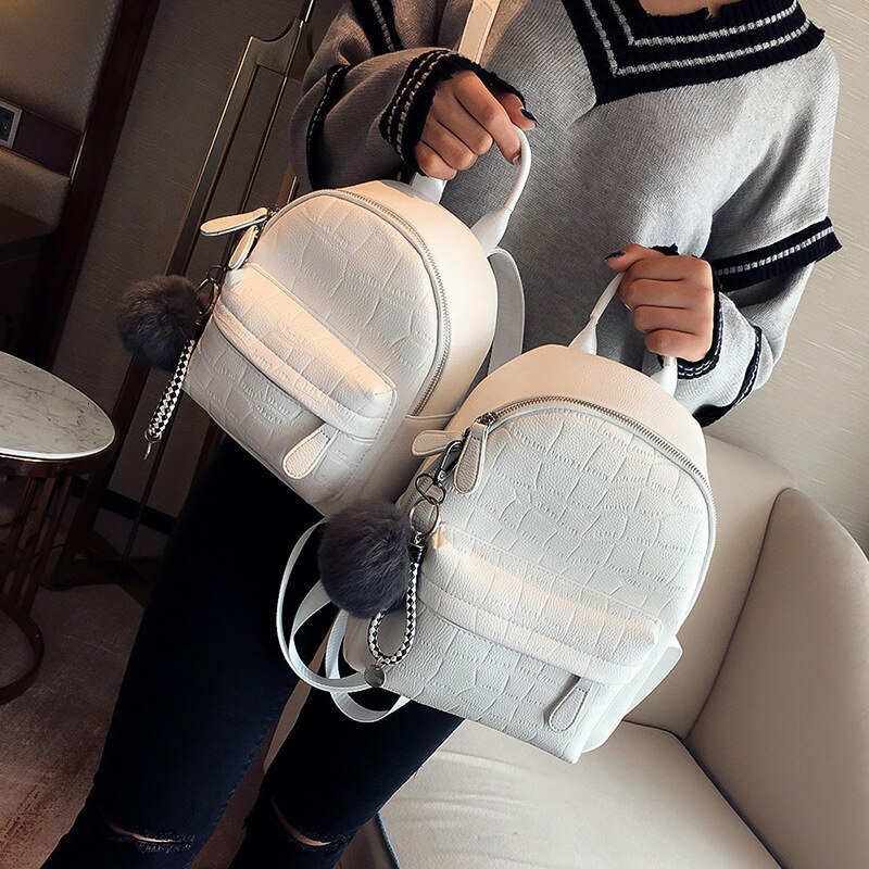 Female White Back Pack Black Backpacks Mini Backpacks Women PU Leather Cute Small Backpack For Teen Girls Bagpack Woman