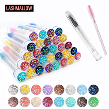 10/20 Pcs Wimpers Borstel Met Buis Kristal Wegwerp Glitter Wenkbrauw Borstels Vervangbare Stofdicht Wimper Accessoires