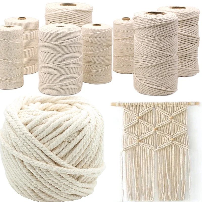 1/2/3/4/5/6mm cordon de coton corde corde coton naturel macramé cordons ficelle tressée tissé artisanat décor à la maison bricolage matériel de tricot