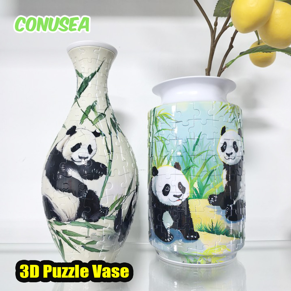 3D Puzzle Vase Panda Flower Building Block Porcelain Artistic Vases Home Decoration Kids Girls Christmas Toy