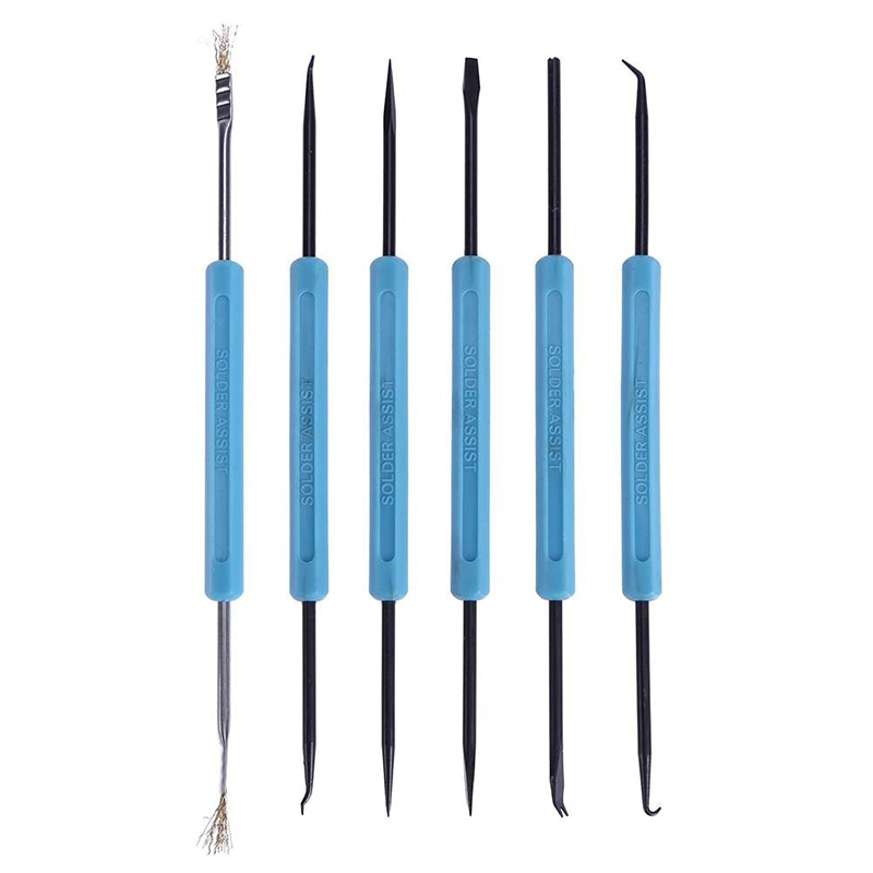 Kit de herramientas de ayuda para desoldar, herramientas auxiliares de soldadura, trabajo de soldadura, asistencia electrónica de calor para molienda, reparación de limpieza de PCB, 6 uds.
