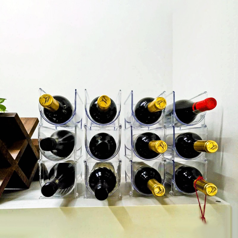 4Pack Refrigerator Organizer Kitchen Bottle Storage Rack Stackable Wine Holder Bottles Display Shelf Fridge Kitchen Organizer