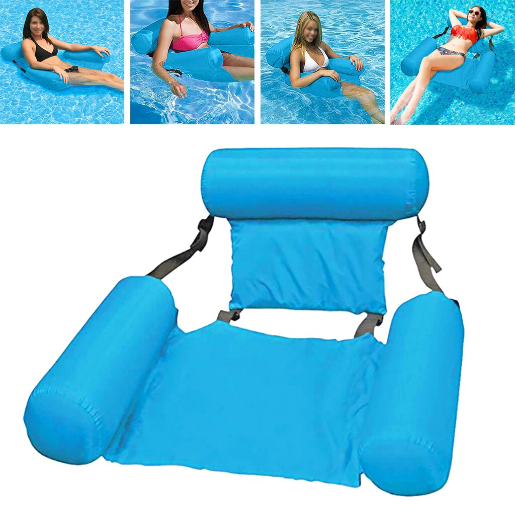 Hamaca flotante inflable para natación, asiento de espuma de agua flotante para piscinas, sofá, cama de agua, silla de salón: Sky Blue