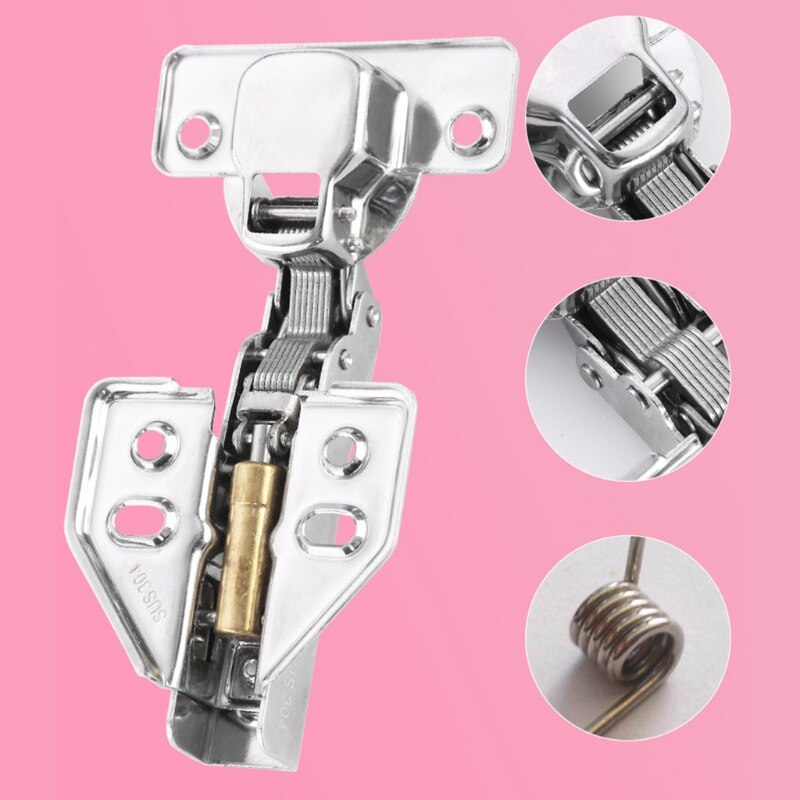 4pcs/set Stainless Steel Cabinet Door Hinge Anti-collision Doorstop Wardrobe Silent Hydraulic Hinges Furniture Accessory
