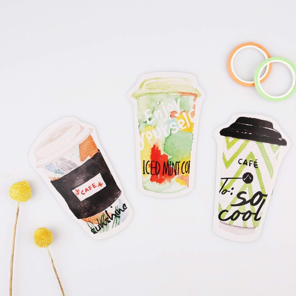 30pcs /1lot Cute Drink coffee Greeting Cards Postcards Birthday Letter Business Card Set Message Card