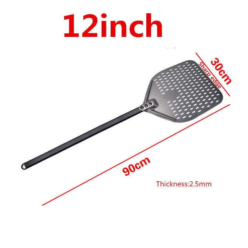 12 14 inch aluminum pizza shovel long handle pastry tool pizza shovel spatula cake baking flipper: 12inch 90cm