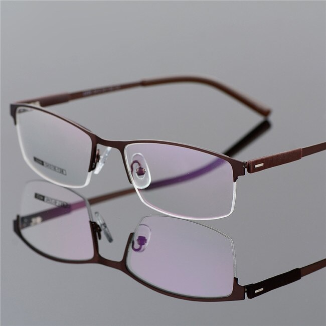 EAGWOO Business Eyeglasses Frame Half Rim Optical Glasses Men Eyewear Gold Frame Glasses for Myopia Reading Spring Temple 2299: Brown