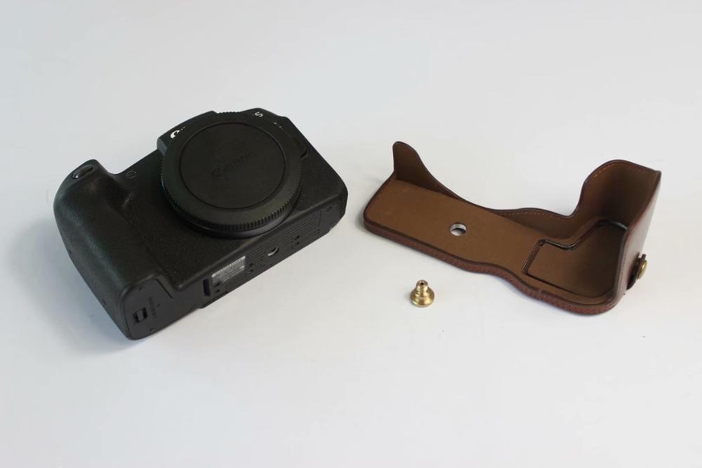 Musta/kahvi/ruskea kamera pu nahkakotelo canon eos rp eosrp half body cover pohjakotelot hihnalla: Kahvia