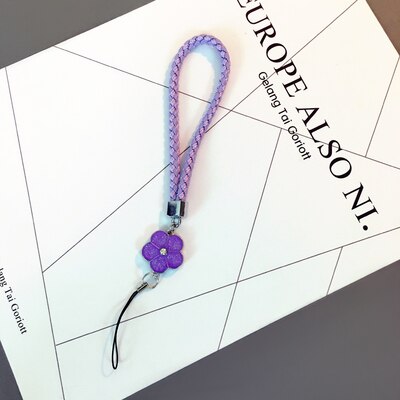 Mobile Phone Straps rope clover flower short hand rope universal squishy for key lanyard neck lanyard neckband anti-stress: purple